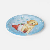 KerstGouden Retriever Papieren Bordje (Gekanteld)