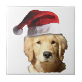 KerstGouden Retriever Tegeltje (Voorkant)