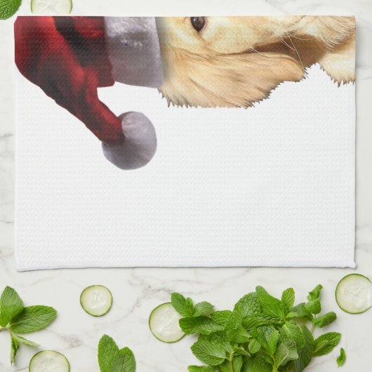 KerstGouden Retriever Theedoek (Gevouwen)