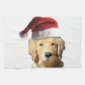 KerstGouden Retriever Theedoek (Horizontaal)