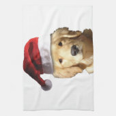 KerstGouden Retriever Theedoek (Verticaal)