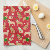 KerstGouden Retriever Theedoek (Quarter Fold)