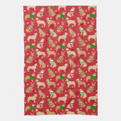 KerstGouden Retriever Theedoek (Verticaal)