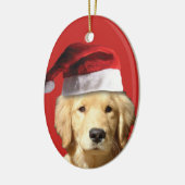 KerstGouden Retriver Keramisch Ornament (Links)
