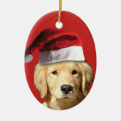 KerstGouden Retriver Keramisch Ornament (Voorkant)