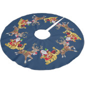 Kerstgouden Santa Sleigh Reindeer Navy Kerstboom Rok (Gekanteld)