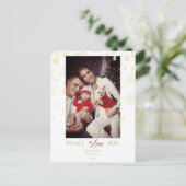 Kerstgouden sneeuwvlokken en Holly Custom Photo Feestdagenkaart (Staand voorkant)