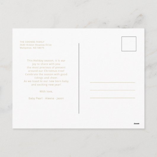 Kerstgouden sneeuwvlokken en Holly Custom Photo Feestdagenkaart (Achterkant)