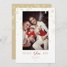 Kerstgouden sneeuwvlokken en Holly Custom Photo Feestdagenkaart