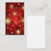 Kerstgouden sneeuwvlokken op rode achtergrond aanbevelingskaartje (Voorkant / Achterkant)