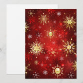 Kerstgouden sneeuwvlokken op rode achtergrond advieskaart (Voorkant / Achterkant)