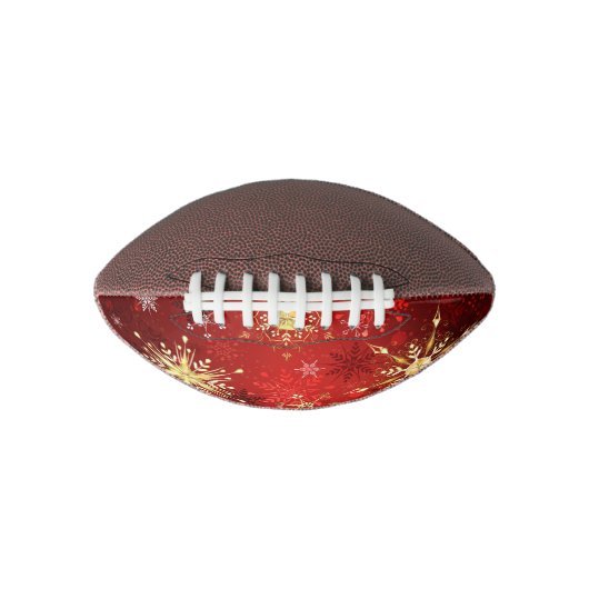 Kerstgouden sneeuwvlokken op rode achtergrond american football (Voorkant)