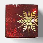 Kerstgouden sneeuwvlokken op rode achtergrond bedankdoosjes (Bovenkant)