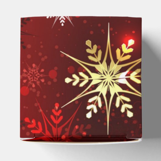 Kerstgouden sneeuwvlokken op rode achtergrond bedankdoosjes (Bovenkant)