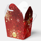 Kerstgouden sneeuwvlokken op rode achtergrond bedankdoosjes (Geopend)