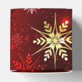 Kerstgouden sneeuwvlokken op rode achtergrond bedankdoosjes (Bovenkant)