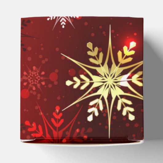 Kerstgouden sneeuwvlokken op rode achtergrond bedankdoosjes (Bovenkant)