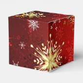 Kerstgouden sneeuwvlokken op rode achtergrond bedankdoosjes (Achterkant)