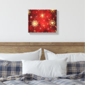 Kerstgouden sneeuwvlokken op rode achtergrond canvas afdruk (Insitu (Slaapkamer))