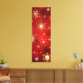 Kerstgouden sneeuwvlokken op rode achtergrond canvas afdruk (Insitu (Woonkamer))