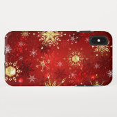 Kerstgouden sneeuwvlokken op rode achtergrond Case-Mate iPhone case (Achterkant (horizontaal))