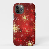Kerstgouden sneeuwvlokken op rode achtergrond Case-Mate iPhone case (Achterkant)