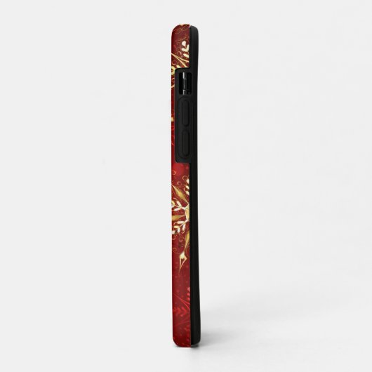 Kerstgouden sneeuwvlokken op rode achtergrond Case-Mate iPhone case (Achterkant/links)