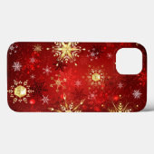 Kerstgouden sneeuwvlokken op rode achtergrond Case-Mate iPhone case (Achterkant (horizontaal))