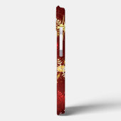 Kerstgouden sneeuwvlokken op rode achtergrond Case-Mate iPhone case (Achterkant / Links)