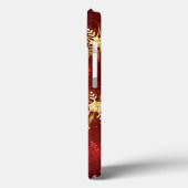 Kerstgouden sneeuwvlokken op rode achtergrond Case-Mate iPhone case (Achterkant / Links)