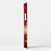 Kerstgouden sneeuwvlokken op rode achtergrond Case-Mate iPhone case (Achterkant / Rechts)