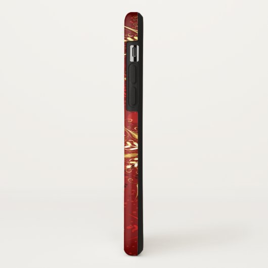 Kerstgouden sneeuwvlokken op rode achtergrond Case-Mate iPhone case (Achterkant/links)