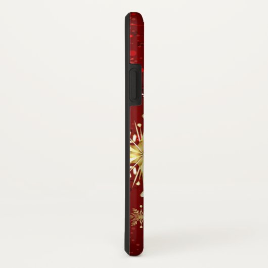 Kerstgouden sneeuwvlokken op rode achtergrond Case-Mate iPhone case (Achterkant / rechts)