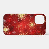 Kerstgouden sneeuwvlokken op rode achtergrond Case-Mate iPhone case (Achterkant (horizontaal))