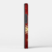 Kerstgouden sneeuwvlokken op rode achtergrond Case-Mate iPhone case (Achterkant / Rechts)