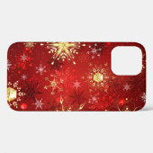 Kerstgouden sneeuwvlokken op rode achtergrond Case-Mate iPhone case (Achterkant (horizontaal))