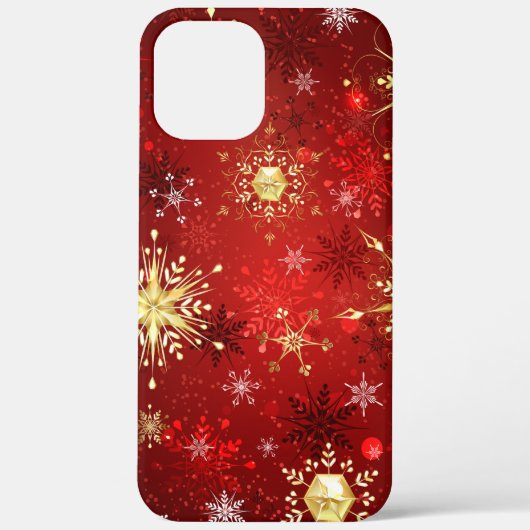 Kerstgouden sneeuwvlokken op rode achtergrond Case-Mate iPhone case (Achterkant)