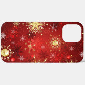Kerstgouden sneeuwvlokken op rode achtergrond Case-Mate iPhone case (Achterkant / Rechts)