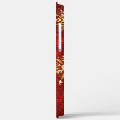 Kerstgouden sneeuwvlokken op rode achtergrond Case-Mate iPhone case (Achterkant / Links)