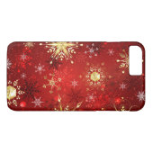 Kerstgouden sneeuwvlokken op rode achtergrond Case-Mate iPhone case (Achterkant (Horizontaal))