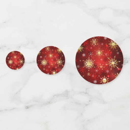 Kerstgouden sneeuwvlokken op rode achtergrond confetti (Achterkanten)