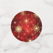 Kerstgouden sneeuwvlokken op rode achtergrond confetti (Kleine voorkant)