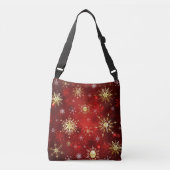 Kerstgouden sneeuwvlokken op rode achtergrond crossbody tas