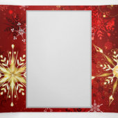Kerstgouden sneeuwvlokken op rode achtergrond drieluik programma (Binnenkant midden)