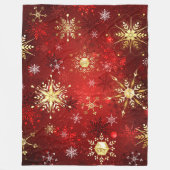Kerstgouden sneeuwvlokken op rode achtergrond fleece deken (Voorkant)