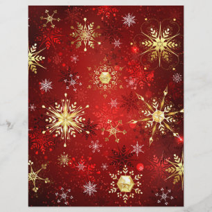 Kerstgouden sneeuwvlokken op rode achtergrond flyer