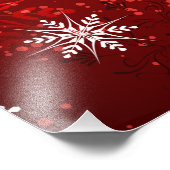 Kerstgouden sneeuwvlokken op rode achtergrond foto afdruk (Hoek)