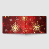 Kerstgouden sneeuwvlokken op rode achtergrond gastenboek (Volledig)