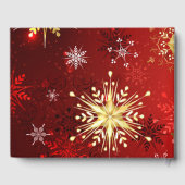 Kerstgouden sneeuwvlokken op rode achtergrond gastenboek (Achterkant)