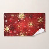 Kerstgouden sneeuwvlokken op rode achtergrond handdoek (Handdoek)